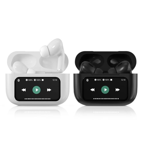 אוזניות בלוטוס קומפקטיות   עם מסך מגע דיגיטלי להצגת נתונים