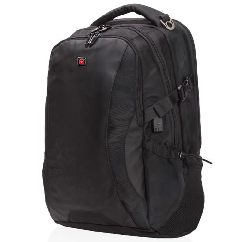 תיק גב פרימיום למחשב מבית SWISS עם יציאת USB, משולבת הטענה