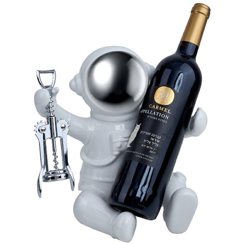 מעמד לבקבוק יין ופותחן אסטרונאוט מחזיק בקבוק