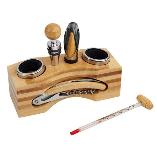 ערכת וויסקי 6 חלקים ליין במעמד מעוצב עץ במבוק