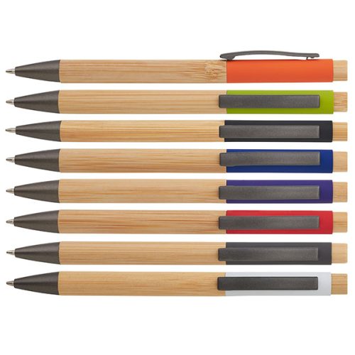 עט בשילוב עץ במבוק / אלומיניום ראש כדורי דיו תוצרת גרמניה, ממותג