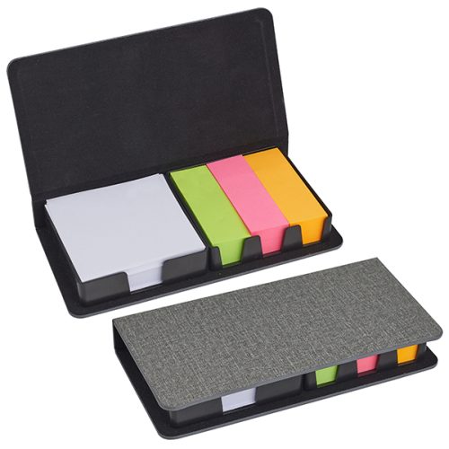 מעמד מעוצב לדפי ממו וסימניות צבעוניות במארז יוקרתי