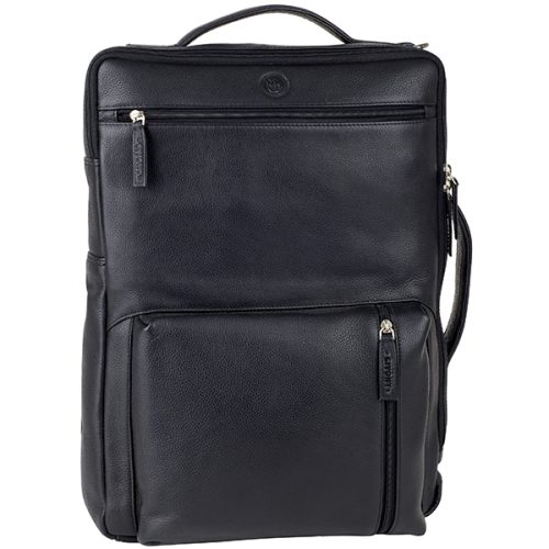 תיק גב וצד (שניים באחד) עור איכותי למחשב נייד עד 17.3 אינץ' עם רצועת טרולי מבית המותג גבעוני