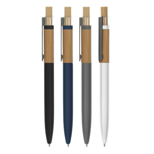 עט ג'ל אקולוגית מחומרים ממוחזרים וטבעיים   גוף עשוי מאלומיניום ממוחזר בשילוב במבוק טבעי 