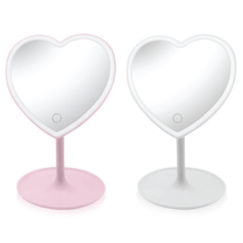  מראה מעוצבת בצורת לב עם תאורה בלחיצת טאץ