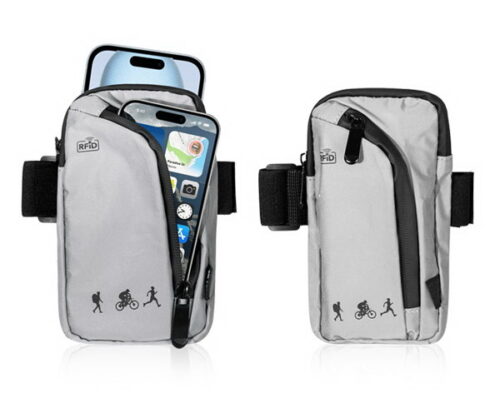 נרתיק זרוע ספורטיבי תא אחסון לסמארטפון/ארנק תא קדמי נוסף לאחסון מפתחות כרטיסים ועוד