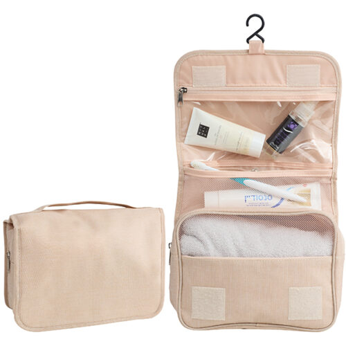 תיק כלי רחצה מתקפל עם תלייה עשוי מחומרים ממוחזרים ידידותיים לסביבה