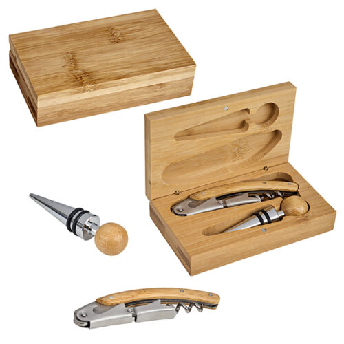 מארז יין יוקרתי – 2 חלקים במארז עץ במבוק